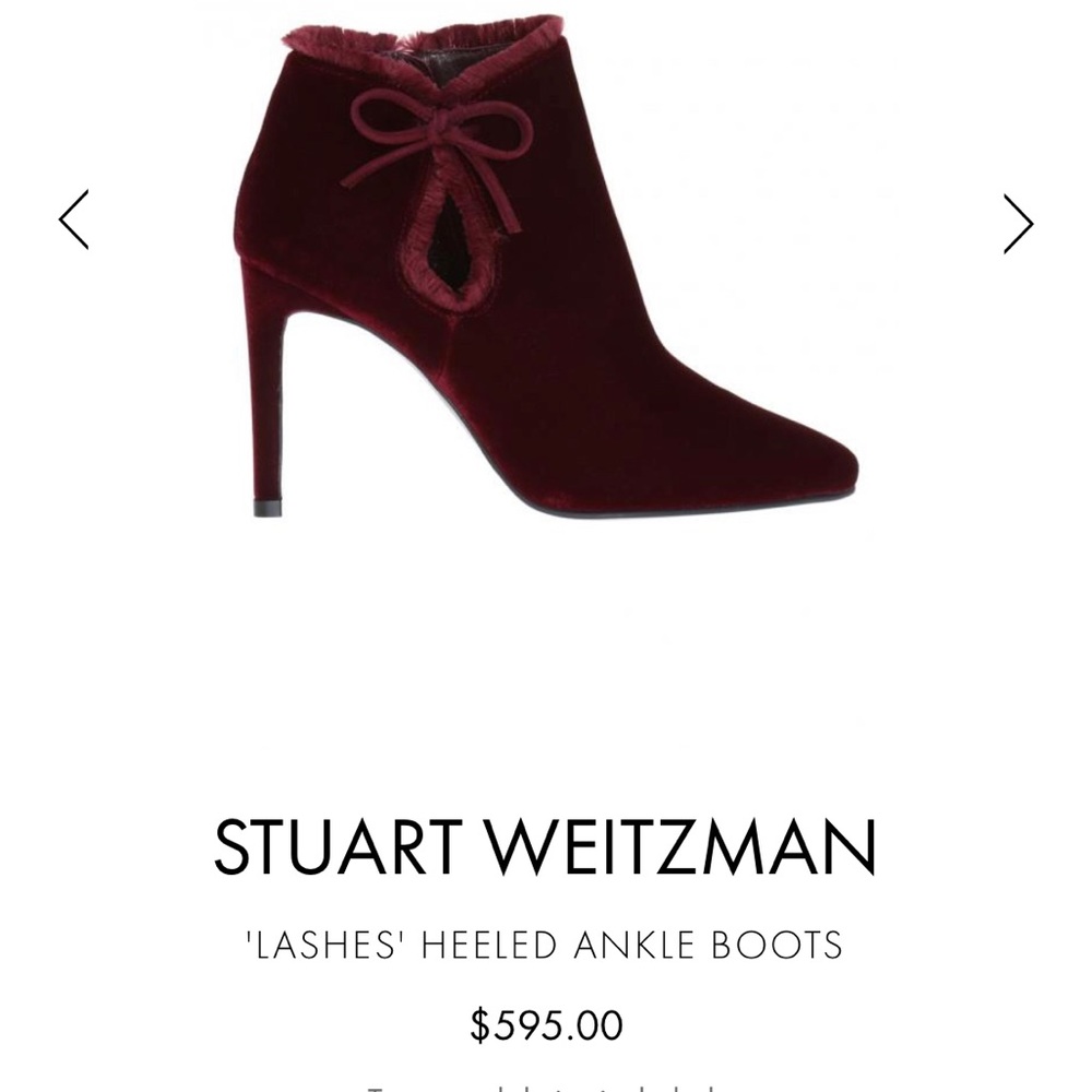 Excellent Condition Lashes Stuart Weitzman Maroon Velvet Ankle Boots